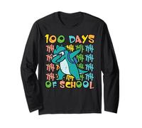 100 Days of School Dino Dab 100th Day Trex Niños Manga Larga