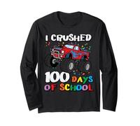 100 Days of School Monster Truck 100th Day Niños Niños Manga Larga