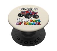 100 Days of School Monster Truck 100th Day Niños Niños PopSockets PopGrip Adhesivo