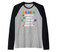 100 Days Smarter Kinder Stronger Brighter Smarter Camiseta Manga Raglan