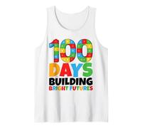 100 Días Construyendo Futuros Brillantes 100 Días De Escuela Camiseta sin Mangas