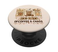 100 días de café y Caos, Vida Divertida y ocupada del Maestro de Escuela PopSockets PopGrip Adhesivo