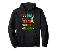100 días de enseñar repetición de café Sudadera con Capucha