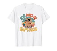 100 días de Escuela Capy-Ness Capybara Funny Teachers & Kids Camiseta gráfica económica, Hombre, Blanco, L