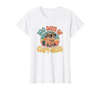 100 días de Escuela Capy-Ness Capybara Funny Teachers & Kids Camiseta gráfica económica, Mujer, Blanco, XL