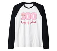 100 días de Escuela Maestra de Flores de Lazo Rosa 100 día Camiseta Manga Raglan