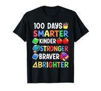 100 días de Escuela Smarter Kinder Stronger Braver Brighter Camiseta