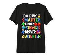 100 días de Escuela Smarter Kinder Stronger Braver Brighter Camiseta Premium