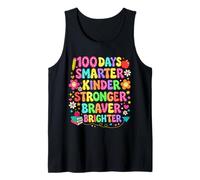 100 días de Escuela Smarter Kinder Stronger Braver Brighter Camiseta sin Mangas