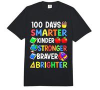 100 días de Escuela Smarter Kinder Stronger Braver Brighter Comfort Colors Adult Heavyweight T-Shirt