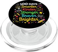 100 días de Escuela Smarter Kinder Stronger Braver Brighter PopSockets PopGrip para MagSafe