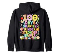100 días de Escuela Smarter Kinder Stronger Braver Brighter Sudadera con Capucha