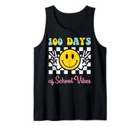 100 Días De Escuela Vibes Paz 100th Day Groovy Women Camiseta sin Mangas