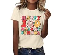 100 Días de la Escuela Camisa Mujeres Maestro Camisas 100 Día de la Escuela Camiseta Casual Inspirador Tops Mujer Blusas Verano Elegante, caqui, XL