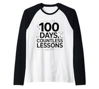 100 Días Incontables Lecciones - Maestro del Día 100 de Escuela Camiseta Manga Raglan