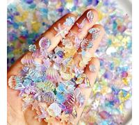 100 dijes de uñas de vida marina, dijes de resina 3D, sirena, medusas, conchas marinas, estrellas de mar, diamantes de imitación que brillan en la oscuridad, diseños para mujeres, suministros de uñas