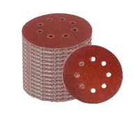 100 discos de lija redondos de 5 pulgadas con 8 agujeros para pulir madera y metal (grano 80)