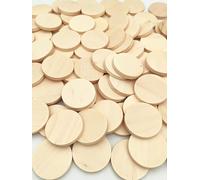 100 Discos Naturales Redondos en Blanco, Círculos Sin Terminar, Adornos de Madera para Manualidades (3,5 cm)