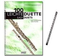 100 DUETTE légère pour 2 flûtes traversières - Note livre en c - Une Superbe Collection de 100 très légers à légers duetten - Auteur : Franz kanefzky - avec crayons de Musique