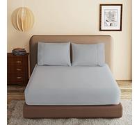 100% Egyptian Cotton Fitted Sheet King Size Gray, 600 Thread Count,8-16" Deep Pocket Sheet, Soft & Elastic Sateen Weave Bottom Sheet for Hotel & Home, (Gray, 1 Pack Fitted Sheet Only，King)