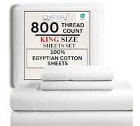 100% Egyptian Cotton Sheets King Size Sheets Set with Fully Elasticated Fitted Sheet & Pillowcase sets, 800 TC Hotel Collection Deep Pocket King Sheet Set, No Pill Soft Breathable Luxury White Bedding