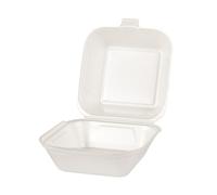 100 Envases para hamburguesas con tapa-bisagra incorporada de P.S.E. 7,5 cm x 12 cm x 12 cm blanco