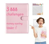 100 Envelope Challenge Binder - 24 x 18,5 x 3,5 cm PU Leather Organizer, Money Saving Wallet | Compact Portable Savings Tracker With Adhesive Paper Inserts, Ideal Travel Diary Office Budget Planner