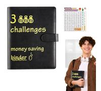 100 Envelope Challenge Binder - 24x18.5x3.5cm PU Leather Organizer, Money Saving Wallet | Compact Portable Savings Tracker With Adhesive Paper Inserts, Ideal Travel Diary Office Budget Planner Gift