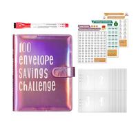 100 Envelope Challenge Binder, Fun Money Saving Book, 9.45x7.28in Cash Sobres Presdget Organizer with Tracker, Perfect for Personal Finance and Goal Setting