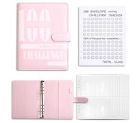 100 Envelope Challenge Binder, Money Saving Challenge Binder with Pen Slot, Fun Organized Budget Binder with Savings Tracker, Savings Tracker for Women, Men, Budget Binder for Money Saving Challenge