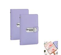 100 Envelope Challenge Binder, Savings Challenges Book with Password Lock, Cash Saving Money Binder with Envelopes, Money Organizer for Cash (Purple,2 PCS)