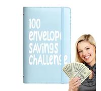 100 Envelope Savings Challenge Binder - Money Saving Wallet With Upgraded Cash Sobres, 100 Day's Money Saving Challenge Book With Sobres, Days Tracker Planner To Guardar 5050 Dólares For Men