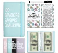 100 envelopes Money Saving Challenge,100 Day Money Saving Challenge Coin Envelope Budget storage Book,Budget Planner Binder to Save $5,050,$500,$10,000