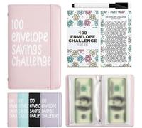 100 envelopes Money Saving Challenge,100 Day Money Saving Challenge Coin Envelope Budget storage Book,Budget Planner Binder to Save $5,050,$500,$10,000