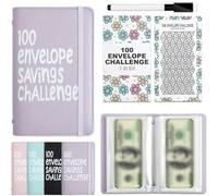 100 envelopes Money Saving Challenge,100 Day Money Saving Challenge Coin Envelope Budget storage Book,Budget Planner Binder to Save $5,050,$500,$10,000