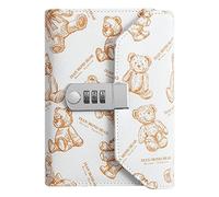 100 Envelopes Money Saving Challenge - Enhances Financial Budgeting, Bear Pattern Leather Binder + Combination Lock, Premium Padded Cash, For Students & Families, 100 Banknote Capacity