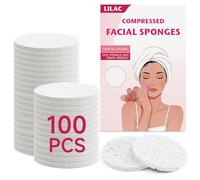 100 esponjas faciales comprimidas 100 % de celulosa natural, respetuosas con el medio ambiente, esponjas de maquillaje para limpieza suave, exfoliante y eliminación de maquillaje difícil, viajes para