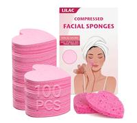 100 esponjas faciales comprimidas de color rosa | Esponjas de maquillaje 100% de celulosa natural ecológicas para limpieza suave, exfoliante y eliminación de maquillaje difícil, esenciales de belleza