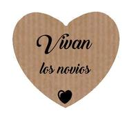 100 Etiquetas adhesivas kraft corazón VIVAN LOS NOVIOS para tu boda