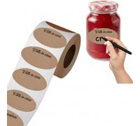 100 Etiquetas adhesivas kraft forma oval para etiquetar tus botes de conservas -Fatto in casa- (Italiano)