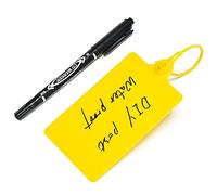 100 etiquetas de plástico etiquetas de envío a prueba de agua en blanco precintos de seguridad etiquetas de tuberías escribibles marcador lazos con 1 rotulador, amarillo