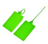 100 etiquetas de plástico etiquetas de envío a prueba de agua en blanco precintos de seguridad etiquetas de tuberías escribibles marcador lazos con 1 rotulador (verde)