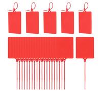 100 etiquetas de plástico impermeables en blanco, etiquetas de envío con cierre de cremallera, etiquetas de identificación del producto, 3.1 x 3.9 pulgadas (rojo)