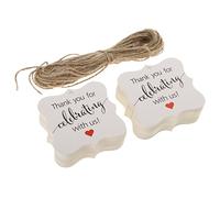 100 etiquetas de regalo con texto en inglés "Thank you for Celebrating with us", color blanco
