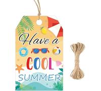 100 etiquetas de regalo de verano con texto en inglés "Happy Summer", con texto en inglés "Have A Great Summer Holiday Name Tags with String Party Favors Tags for Pool Party Birthday"