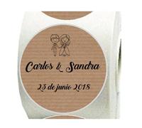 100 Etiquetas kraft adhesivas Pareja Mr &Mrs para boda personalizadas