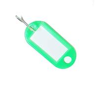 100 etiquetas para llaves, soporte de plástico para etiquetas de equipaje de viaje, 5 x 2,2 cm, con llavero, para identificar llaves u otros objetos pequeños (verde)