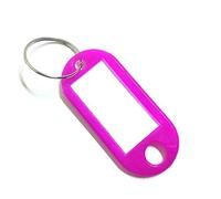 100 etiquetas para llaves, soporte para etiquetas de equipaje de viaje, 5 x 2,2 cm, con llavero, para equipaje de mascotas, etiquetas de memoria (rosa roja)