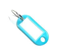 100 etiquetas para llaves, soporte para etiquetas de equipaje de viaje, 5 x 2,2 cm, con llavero, para equipaje de mascotas, etiquetas de memoria de nombre (azul claro)