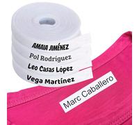 100 Etiquetas Personalizadas para Ropa con Nombre - Marcador Termoadhesivo Infantil para vuelta al cole, niños, guardería - Etiquetas de tela blanca para camisetas, abrigos...